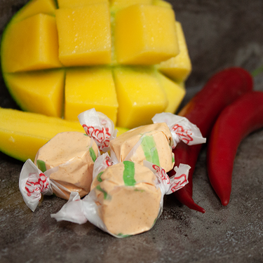 Chili Mango Taffy | Chili mango salt water taffy candy flavor | Taffy Town